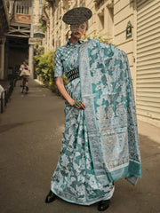 Paisley Woven Design Zari Detail Organza Sarees