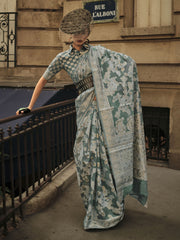 Grey Cotton Chikankari Classic Saree