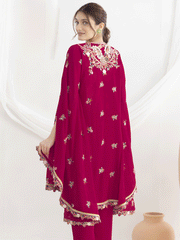 Pink Floral Embroidered Kaftan Style Dress