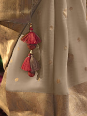 Copper Beige Silk Traditional Saree