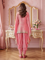 Romantic Florals Silk Embroidered Tunic with Palazzos