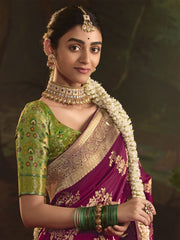 Magenta And Green Silk Traditional Saree