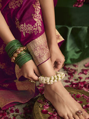 Magenta And Green Silk Traditional Saree