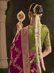 Magenta And Green Silk Traditional Saree