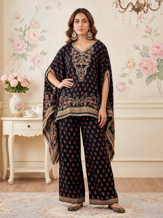 Bohemian Silk Embroidered Tunic with Palazzos