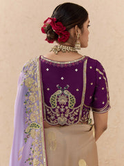 Lavender and Purple Fancy Fabric Embroidred Designer Saree
