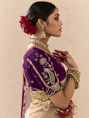 Lavender and Purple Fancy Fabric Embroidred Designer Saree