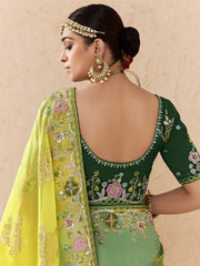 Multi Green Fancy Fabric Embroidred Designer Saree