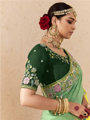 Multi Green Fancy Fabric Embroidred Designer Saree