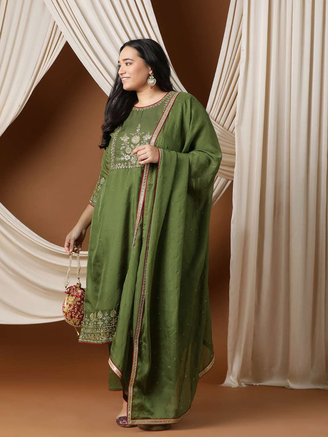 Teal Net Sequinned Embroidered Ruffled Saree main image 1