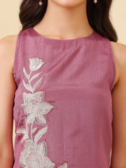 Girls Floral Embroidered Regular Thread Work Kurta with Trousers