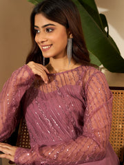 Women Embellished Sequined Maxi Ethnic Dress