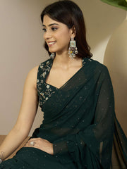 Embellished Sequinned Saree With Blouse Piece