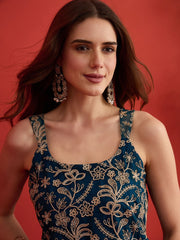 Grandeur & Majestic Artwork Embroidered Top with Palazzos