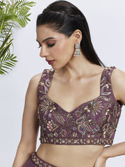 Rose gold Pure Chiffon Sequins and thread embroidery Semi-Stitched Lehenga choli and Dupatta