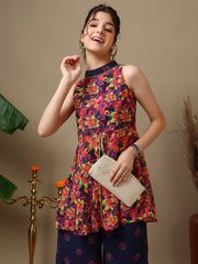 Girls Floral Printed Regular Kurta with Palazzos