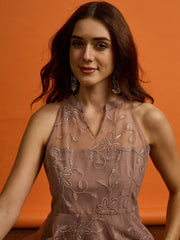 Embroidered V-Neck Gown Ethnic Dresses