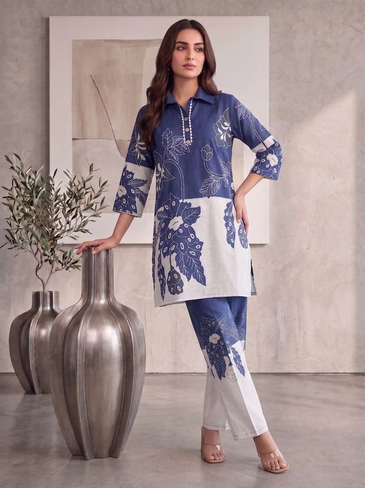 Floral Linen Printed Tunic with Trousers