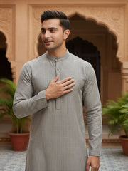 Striped Mandarin Collar Kurta & Trousers