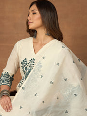 Women Ethnic Motifs Embroidered Panelled Thread Work Kurta with Trousers & With Dupatta