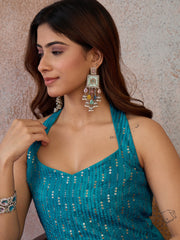 Organza Embellished Tunic with Palazzos