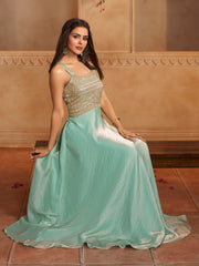 Embroidered Shoulder Straps Gown Ethnic Dresses