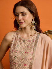 Women Floral Embroidered Empire Thread Work Kurta with Palazzos & With Dupatta