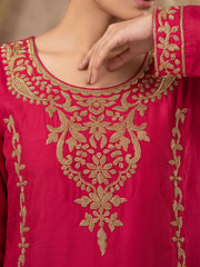 Pink Embroidery Work Festive Wear Palazzo Dress