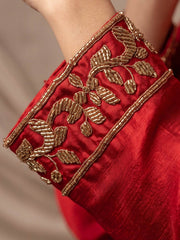 Red Embroidery Work Festive Wear Palazzo Dress