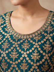 Teal Chinon Work Palazzo Suit