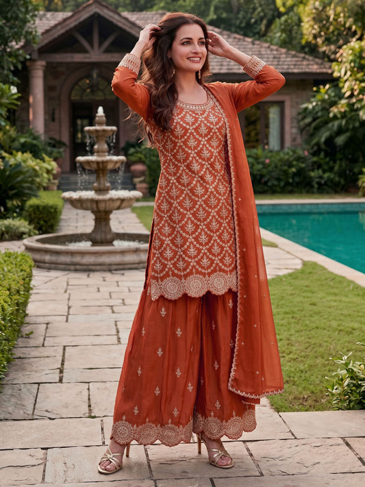 Rust Chinon Work Palazzo Suit