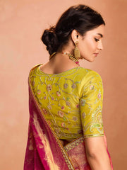 Fabulous Coral Red Zari Weaving Silk Wedding Saree With Blouse