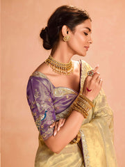 Mesmerizing Ivory Zari Weaving Silk Wedding Saree With Blouse