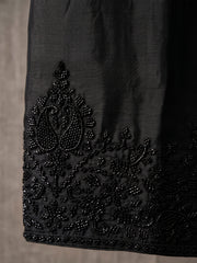 Black Premium Chinnon Silk Festive Trendy Palazzo Suit