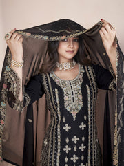 Black Georgette Embroidered Pakistani Designs Suit