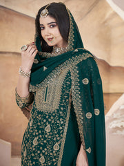 Green Color Georgette Embroidered Pakistani Suit