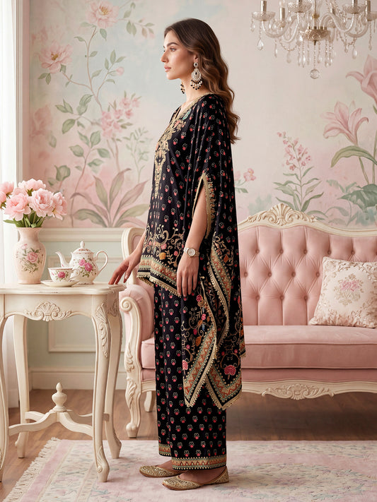 Bohemian Silk Embroidered Tunic with Palazzos