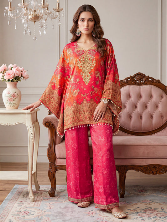 Floral Silk Printed Top with Palazzos