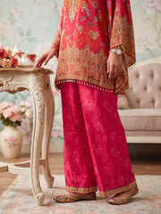 Floral Silk Printed Top with Palazzos