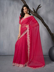 Floral Embroidered Organza Saree