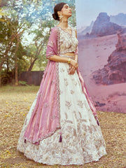 Purple Viscos fabric Sequins work Semi-Stitched Lehenga choli & Dupatta