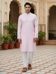 Embroidered Mandarin Collar Kurta & Trousers