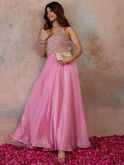 Embellished Shoulder Straps Fit and Flare Maxi Ethnic Dress