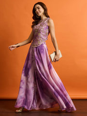 Floral Organza Embroidered Top with Palazzos