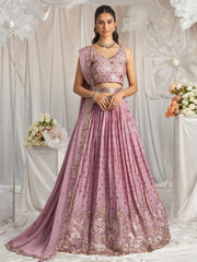 Lavender Georgette Sequin embroidery Semi Stitched Lehenga choli and Dupatta