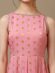 Girls Embroidered Round Neck Ethnic Dress