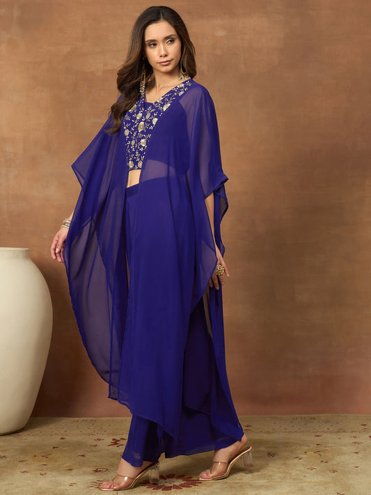 Floral Embroidered Top with Palazzos