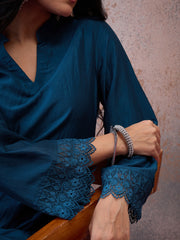 Lace Detail Embroidered Tunic with Palazzos