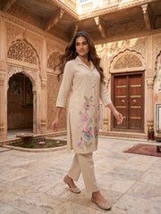 Indie Florals Embroidered Tunic with Trousers