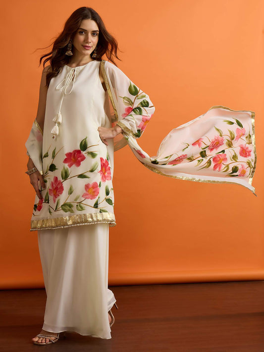 Women Floral Printed Regular Kurta with Palazzos & with Dupatta